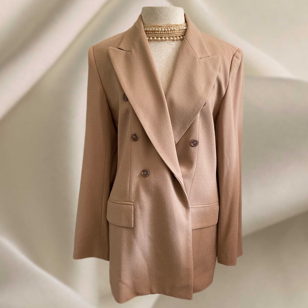 1980s Austin Reed Double Breasted Tan Blazer
